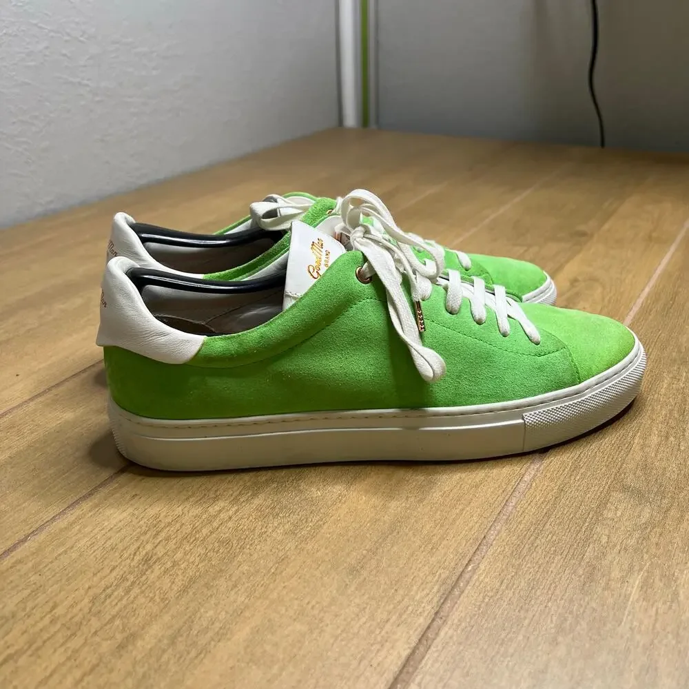 Good Man Brand Green Suede Low Top‎ Sneakers Made In Italy Men’s Size 9 Luxury